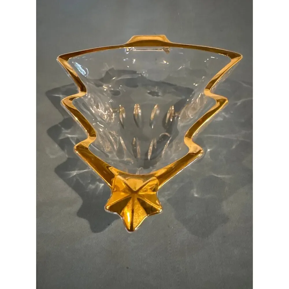 Studio Nova Yuletide Spirit Crystal Christmas Tree Candy Dish Gold Trim Japan